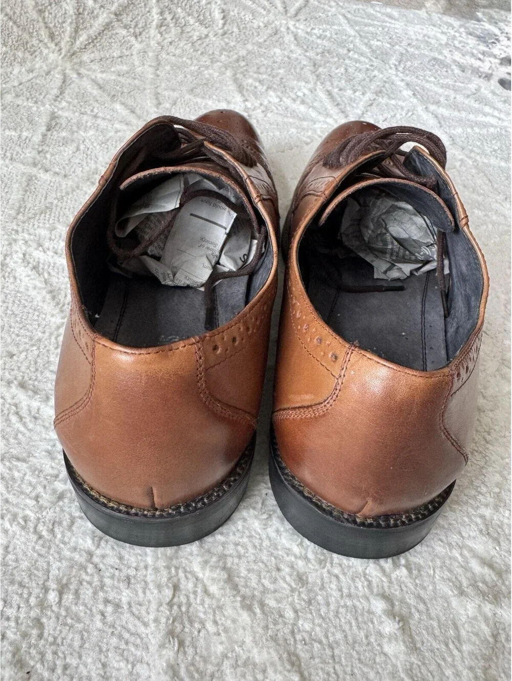 Stacy Adams Cognac Brown Leather Wingtip Oxford Dress Shoes Lace-Up Men Sz 11.5M